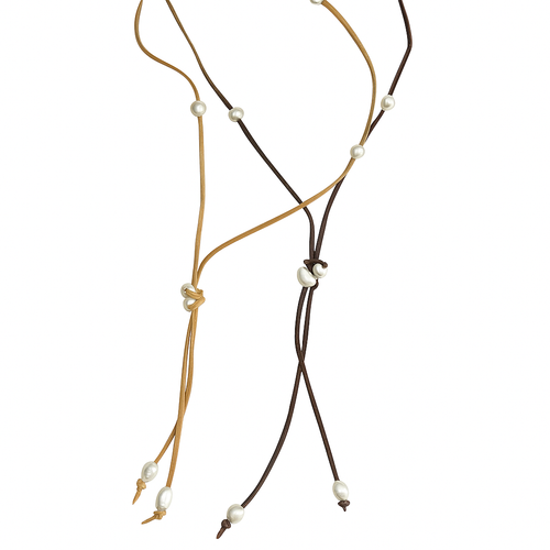 Leather Pearl Bolero Necklace